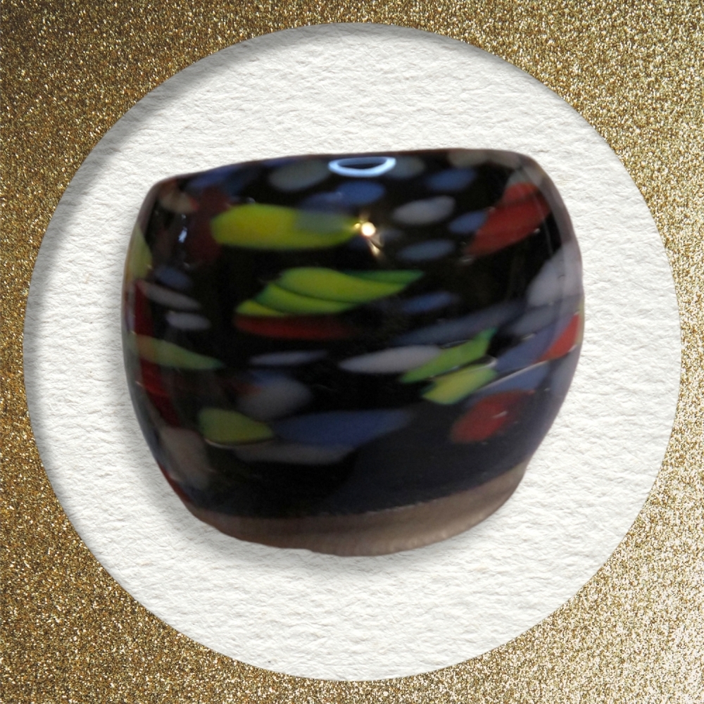Glass ring‎ possibly Murano multicolor
